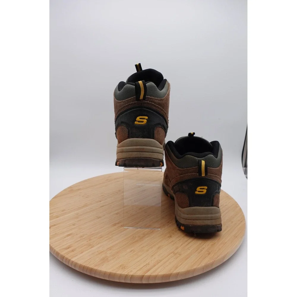Skechers Boots Mens Size 11.5 45.5 Brown Leather Waterproof Hiking Trail Boots